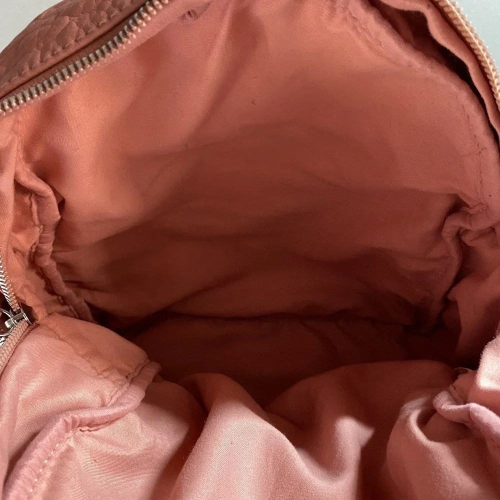 UnderOneSky Womens Super soft Rose Pink Pebbled Backpack Multiple Pocket 12x12x5